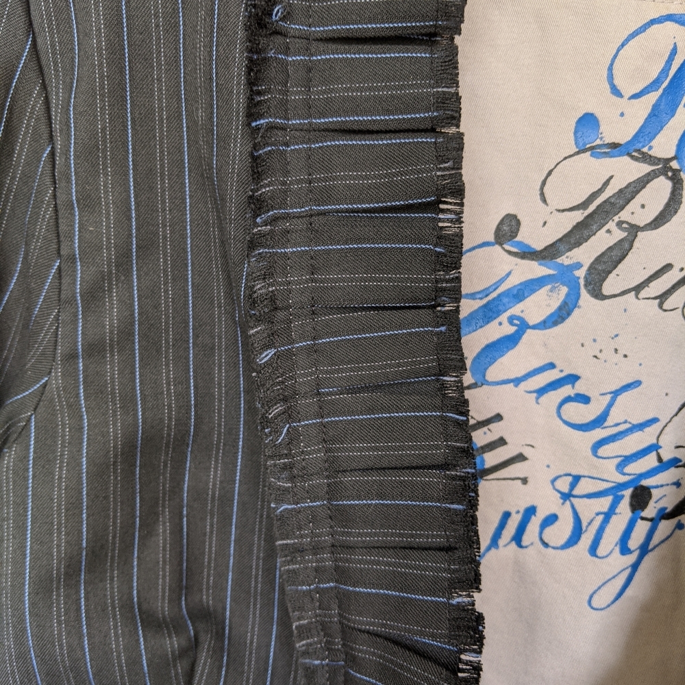 Distressed Ruffle Pinstripe Blazer - Picture 2 of 5